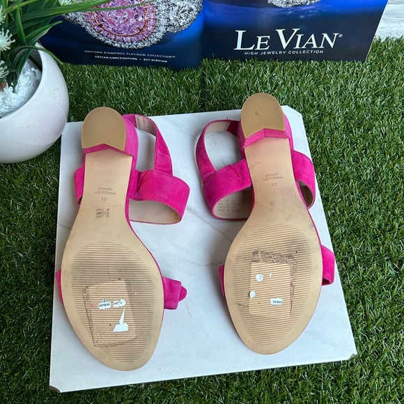 - STUART WEITZMANBandeau Block Heel Barbie Pink suede Leather size 12 - Picture 13 of 13